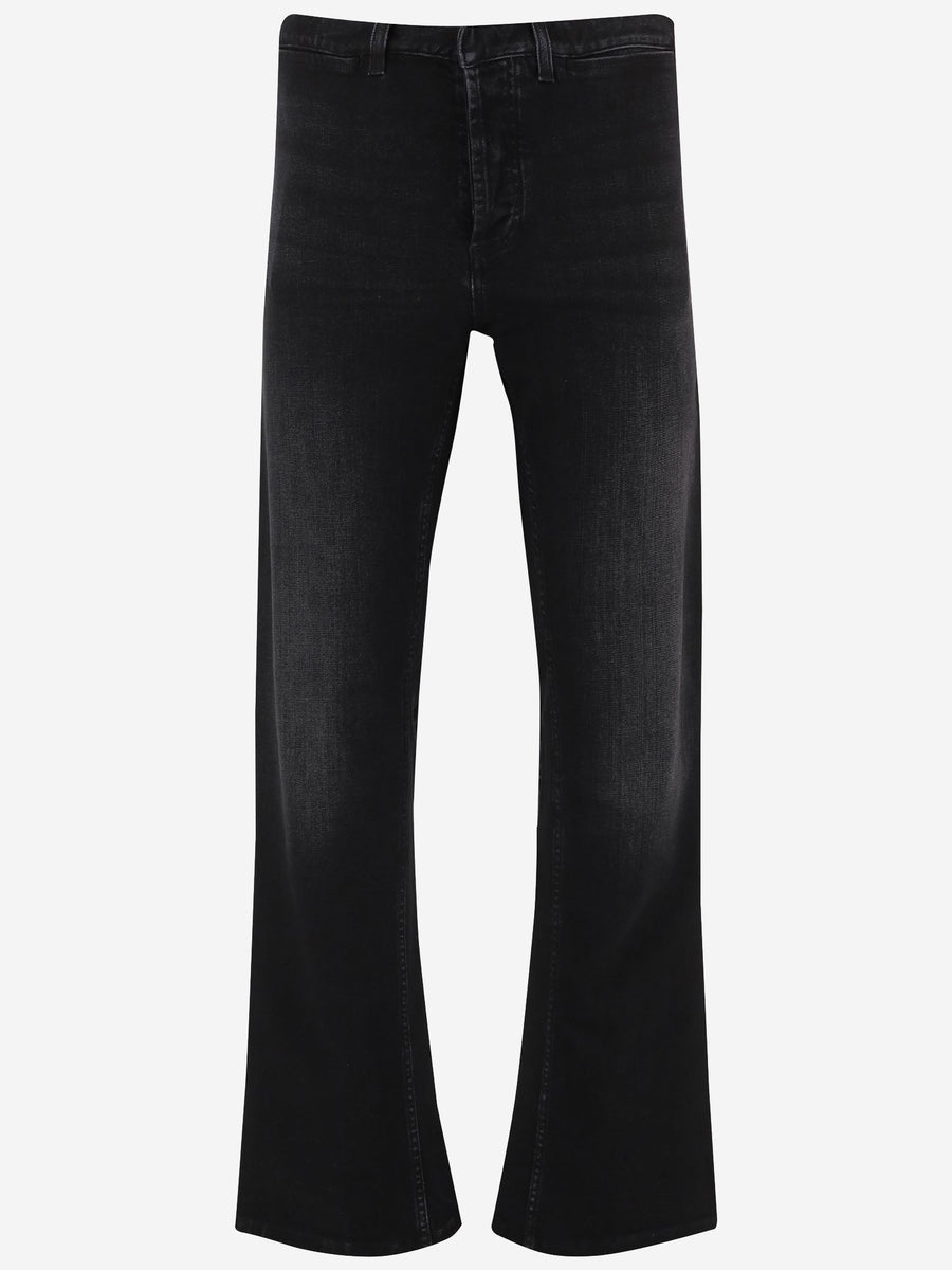 Cotton Denim Jeans With Web Detail Black