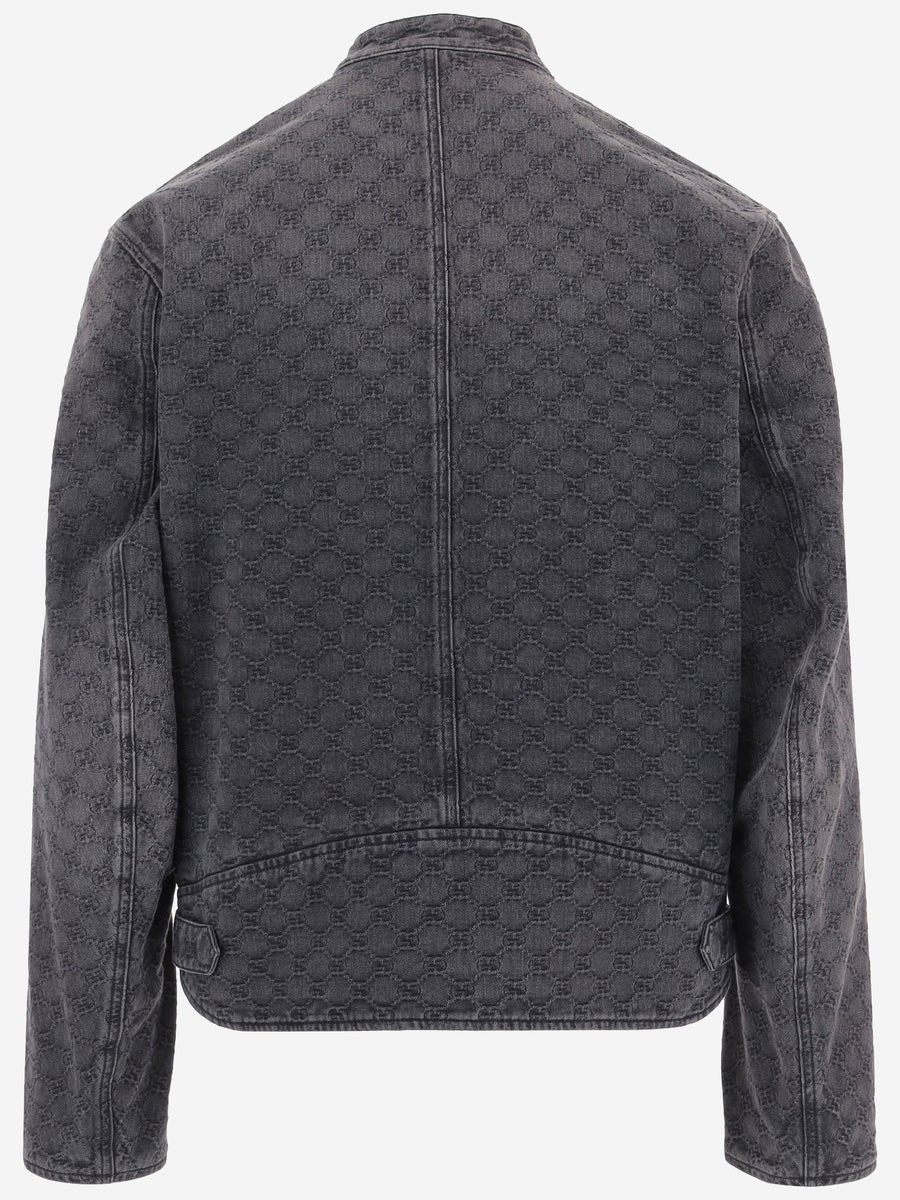 Denim Jacket Gg Jacquard Cotton Grey