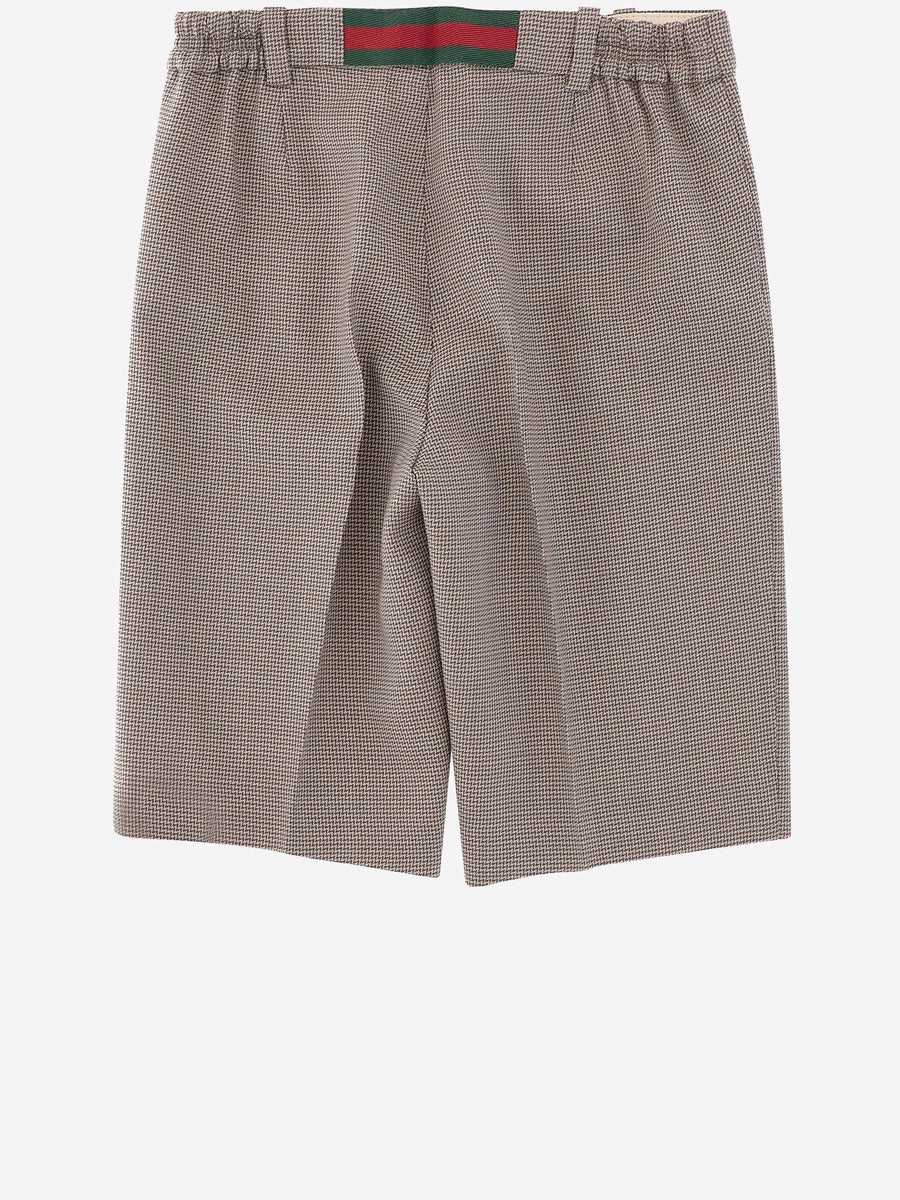Wool Shorts With Micro-Geometric Pattern Beige