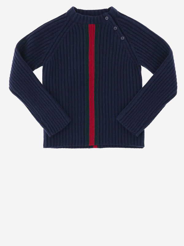 Wool Sweater With Web Detail Navy