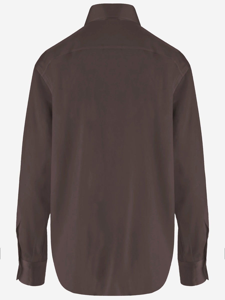 Stretch Silk Shirt Ludovica Brown