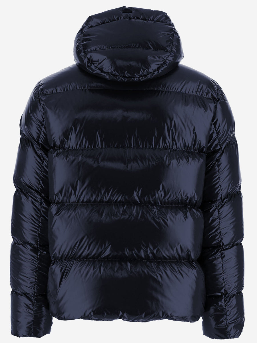 Down Jacket Quilted Nylon Navy Padded &