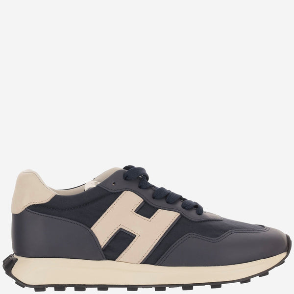 Sneakers H601 Grey Leather And Mesh Fabric Trainers