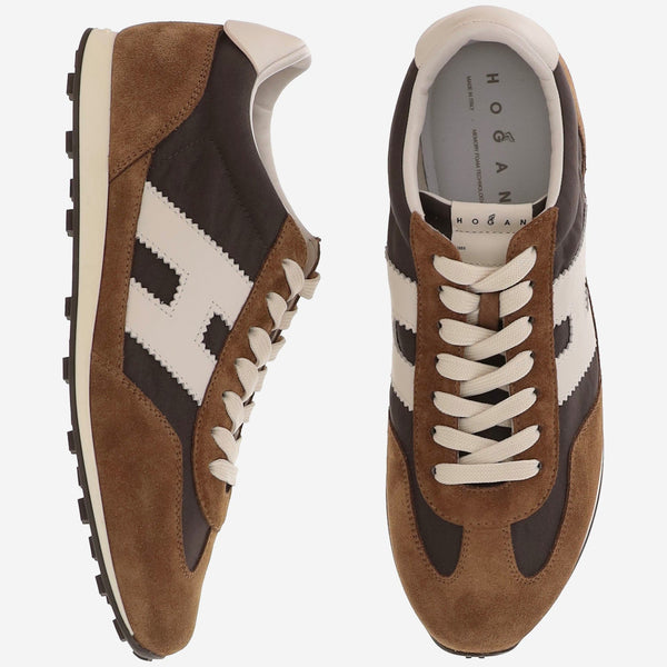 Athletic Sneakers Suede And Mesh Multicolour Leather Fabric Trainers