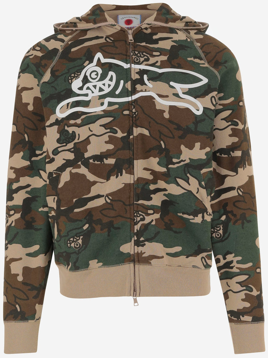 Zip Hoodie With Camouflage Print Multicolour Cotton Sweatshirts