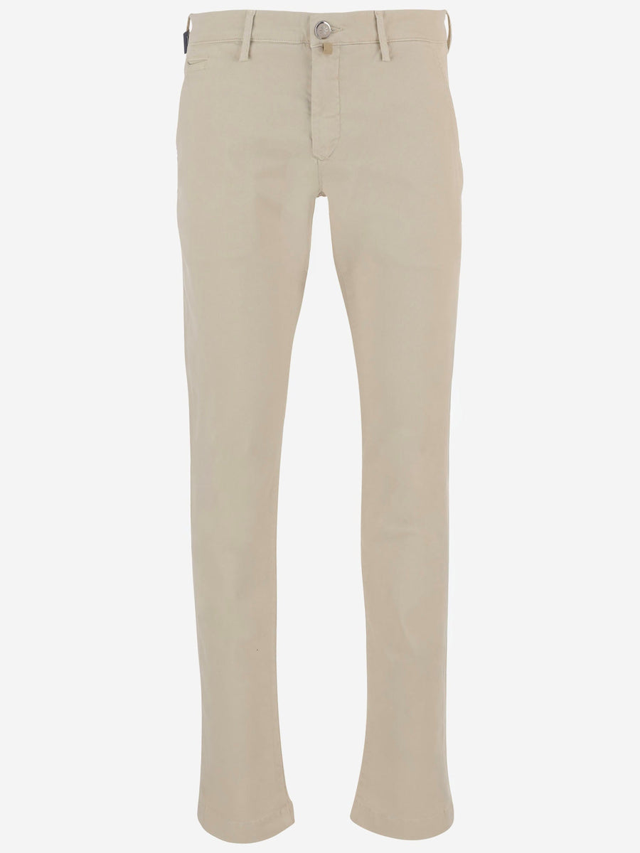 Pants Stretch Cotton-Blend Ivory Lyocell Trousers