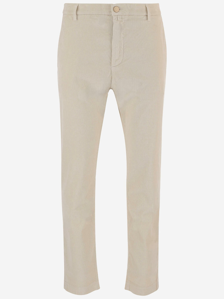 Pants Stretch Cotton Velvet Ivory Trousers