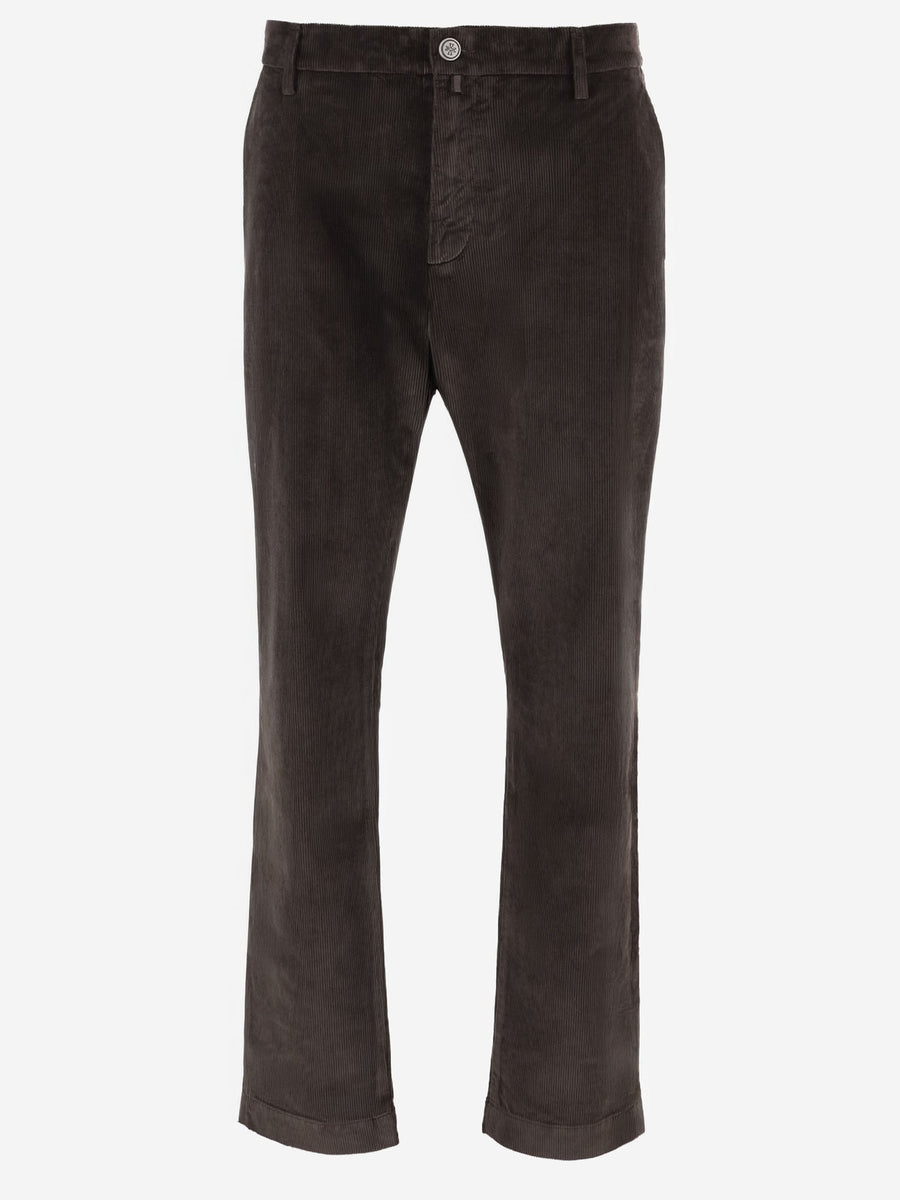 Stretch Cotton Velvet Pants Brown Trousers
