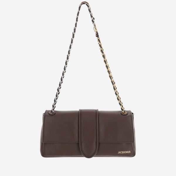 Shoulder Bag Chaine Dark Brown Leather Lambskin