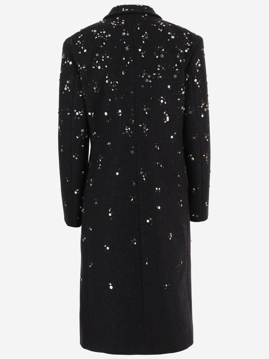 Wool Coat With Embellishments Black