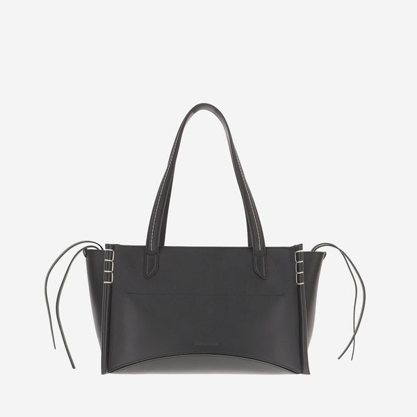 Shoulder Bag Elongated Cabas Leather Black