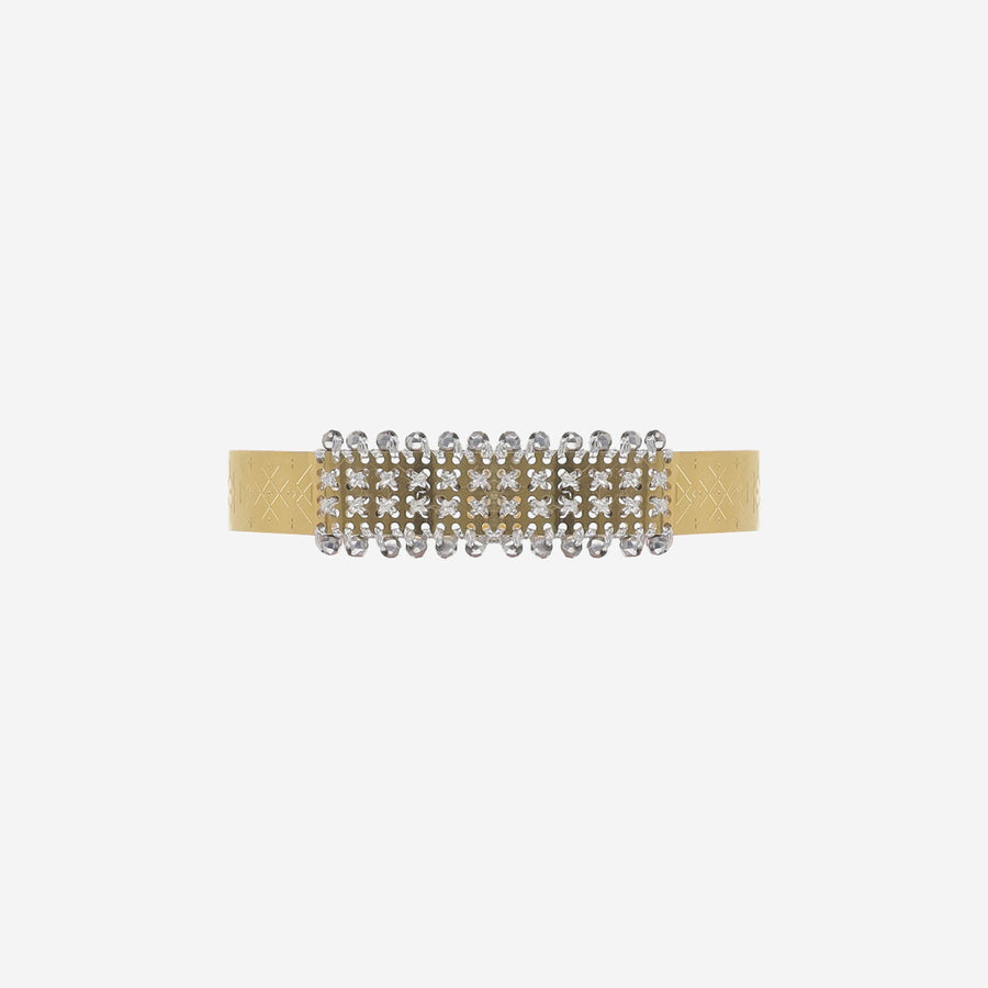 Bracelet With Micro-Stud Panel Silver Steel