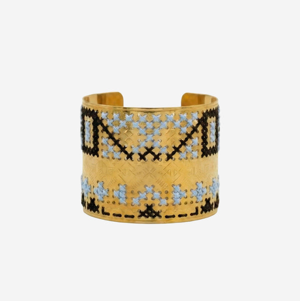 Bracelet With Embroidered Motif, Steel Multicolour