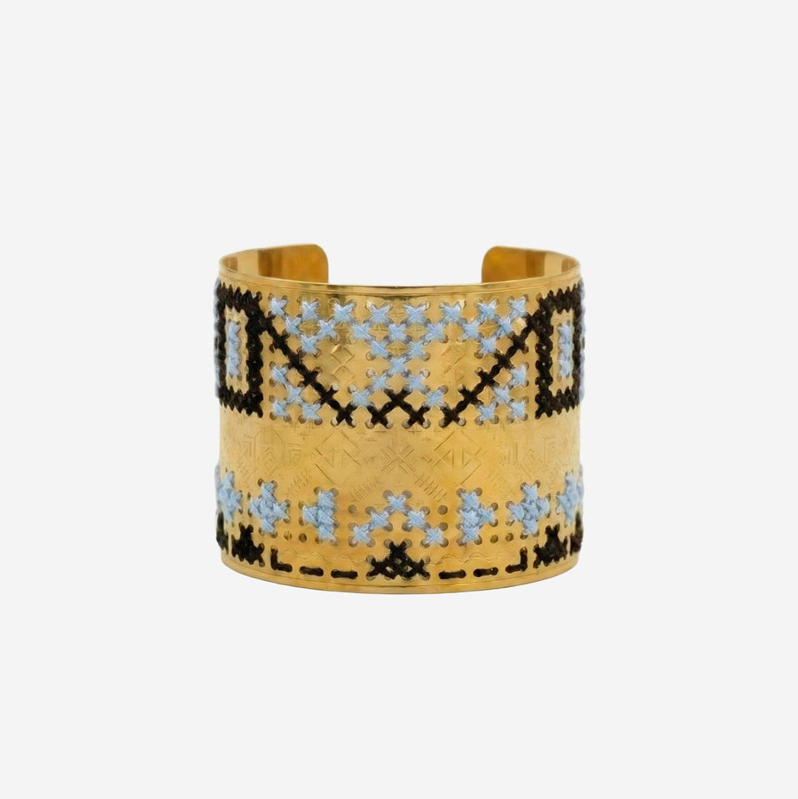Bracelet With Embroidered Motif, Steel Multicolour