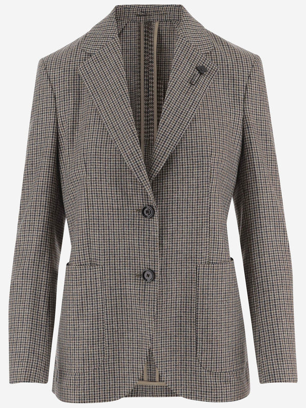 Wool And Cotton Checked Jacket Multicolour