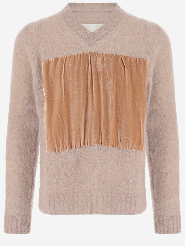 Mohair Sweater With Velvet Appliqué Beige