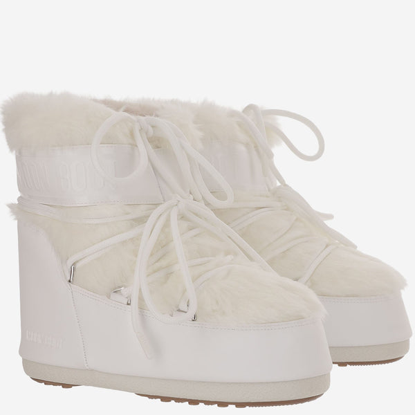 Ankle Boots Icon Low White Faux Fur Modacrylic