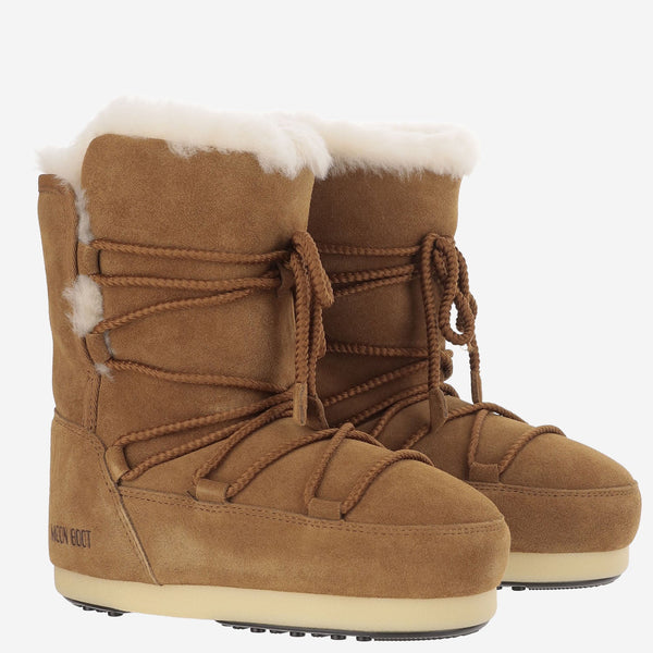 Ankle Boots Leather And Shearling Light Brown