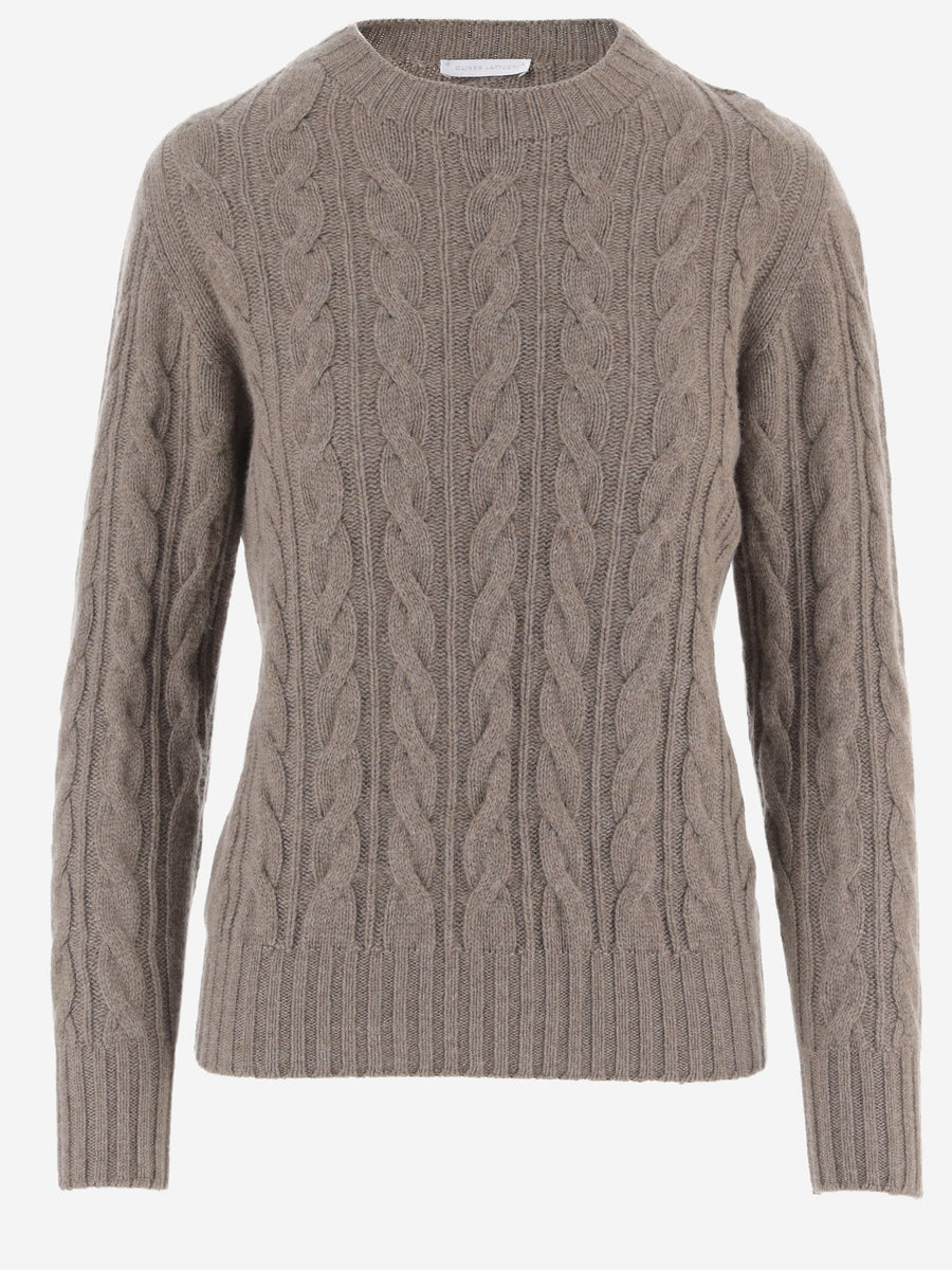 Cashmere Cable-Knit Sweater Beige