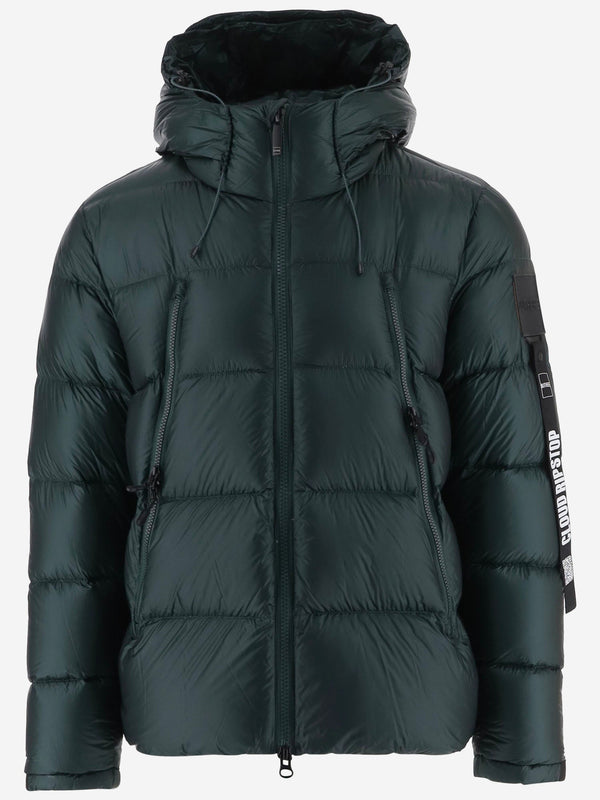 Hooded Quilted Down Jacket Green Polyamide Padded &