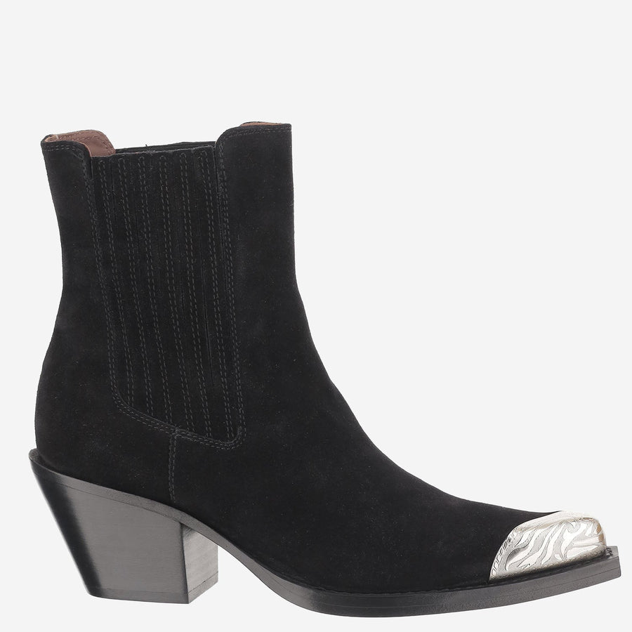 Suede Ankle Boots Black Calf Leather
