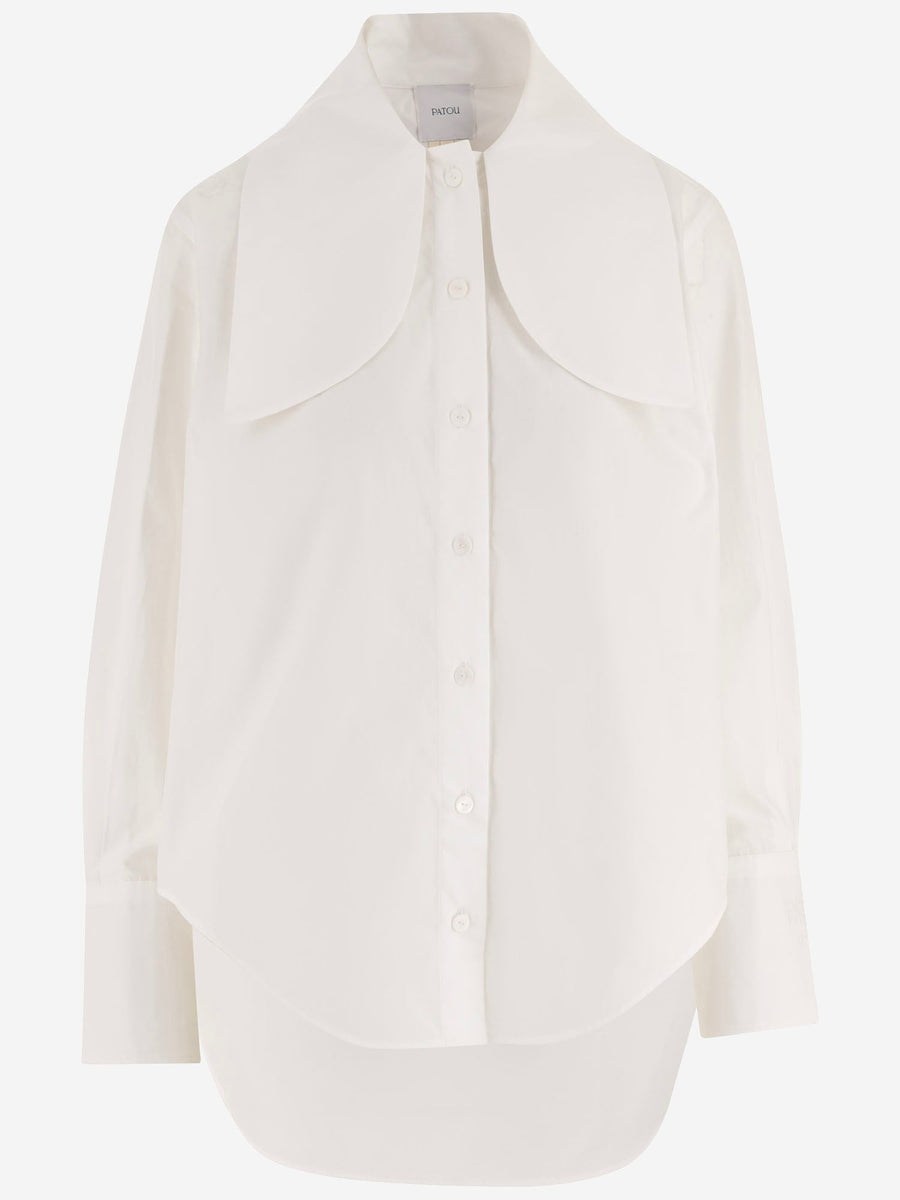 Cotton Blouse With Knotted Collar White Organic Shirt