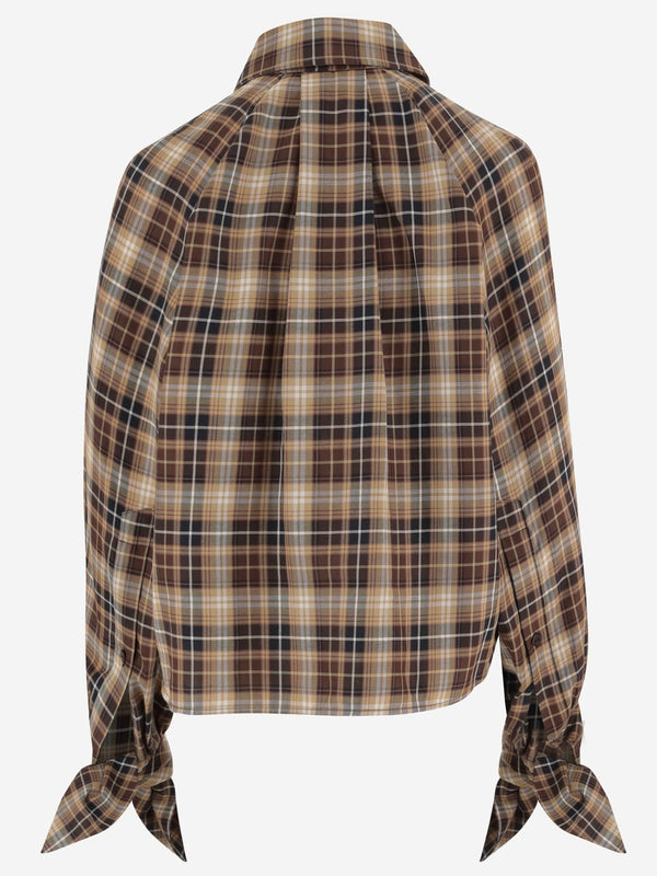 Blouse With Check Pattern Cotton Multicolour Shirt