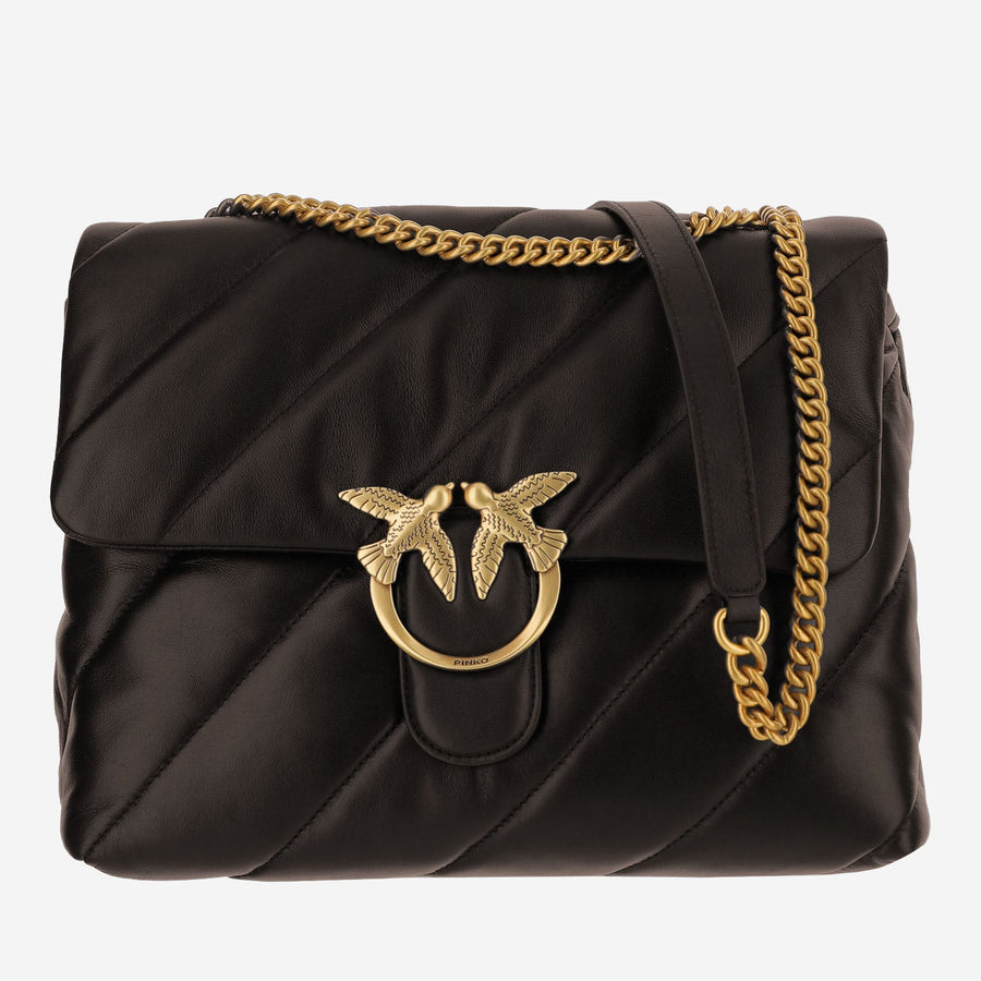 Shoulder Bag Love Big Puff Brown Leather