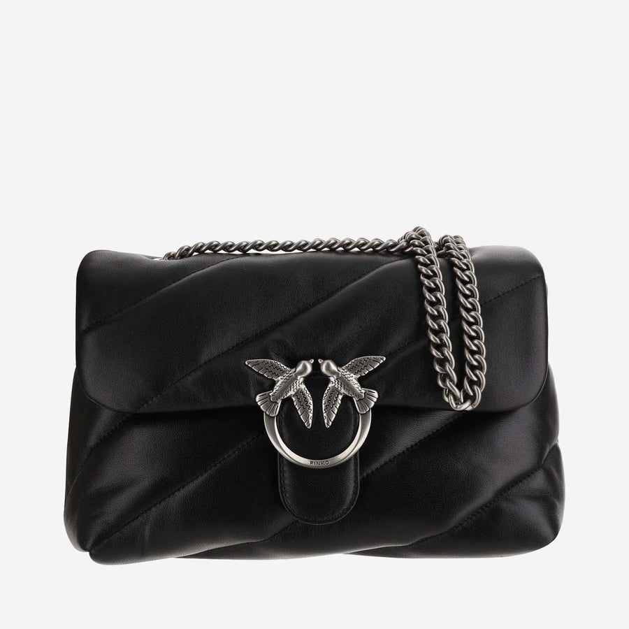 Shoulder Bag Love Classic Puff Black Leather Leather; Outer: Polyurethane