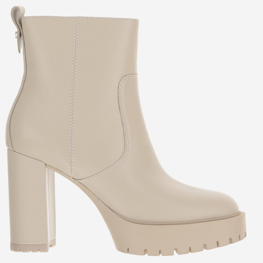 Ankle Boots Clara 01 Ivory Leather Upper: Bovine