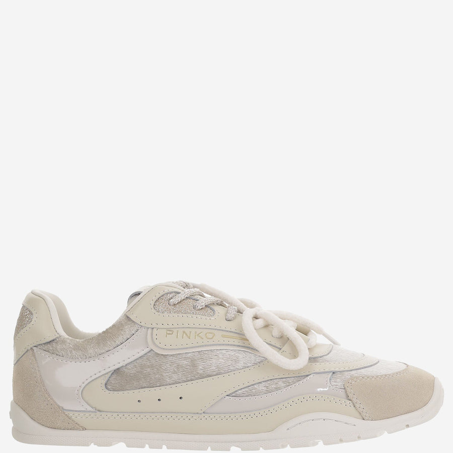Sneakers Yulia Leather And Mesh Beige Upper: Trainers
