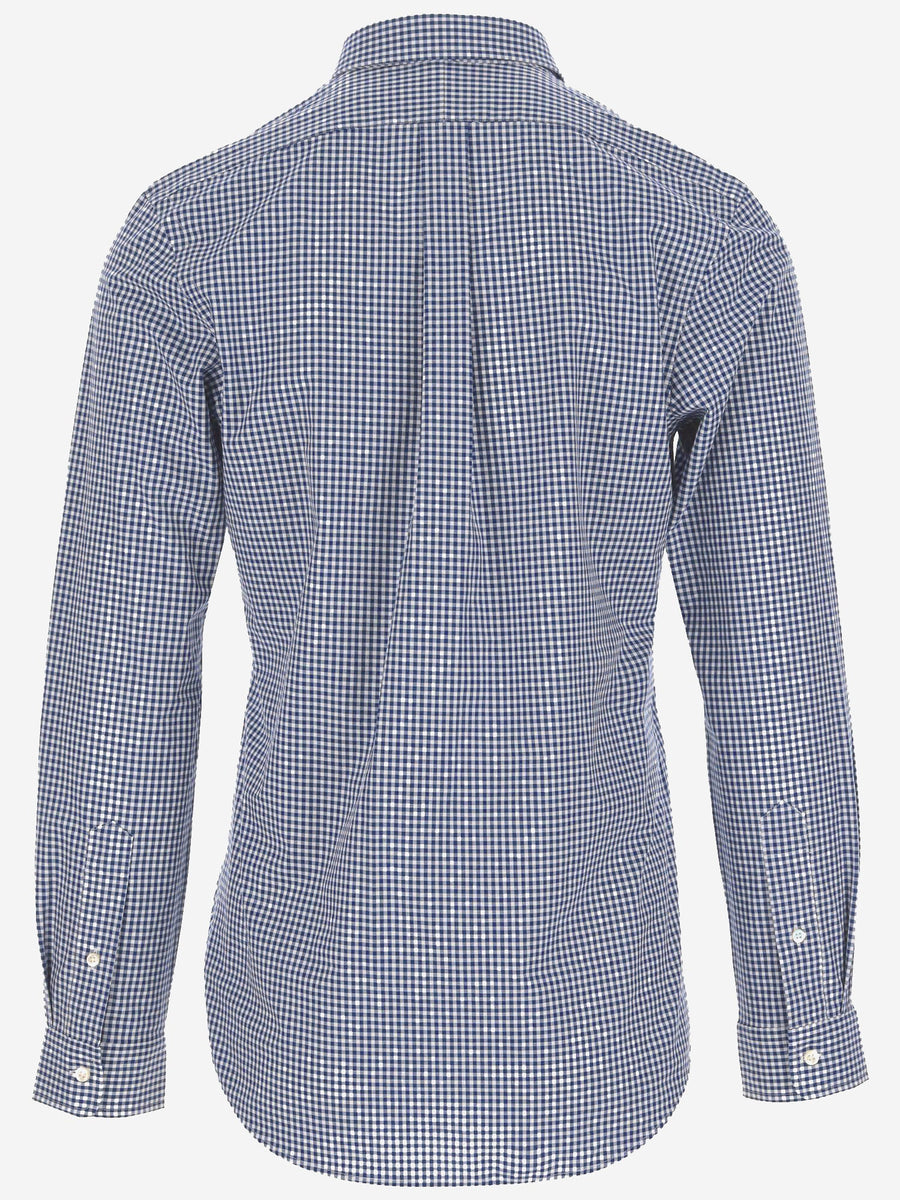 Checked Shirt Stretch Cotton Blue
