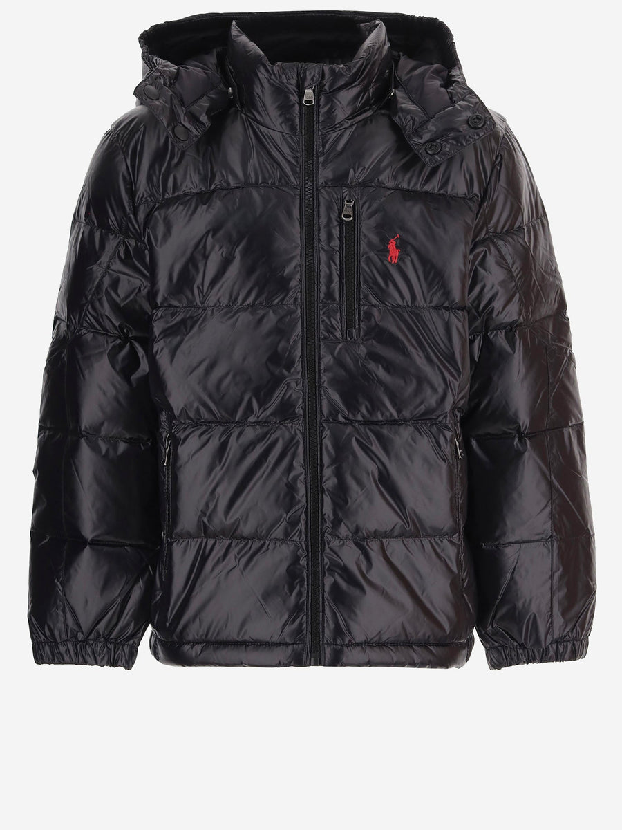 Padded Jacket With Logo Black Nylon