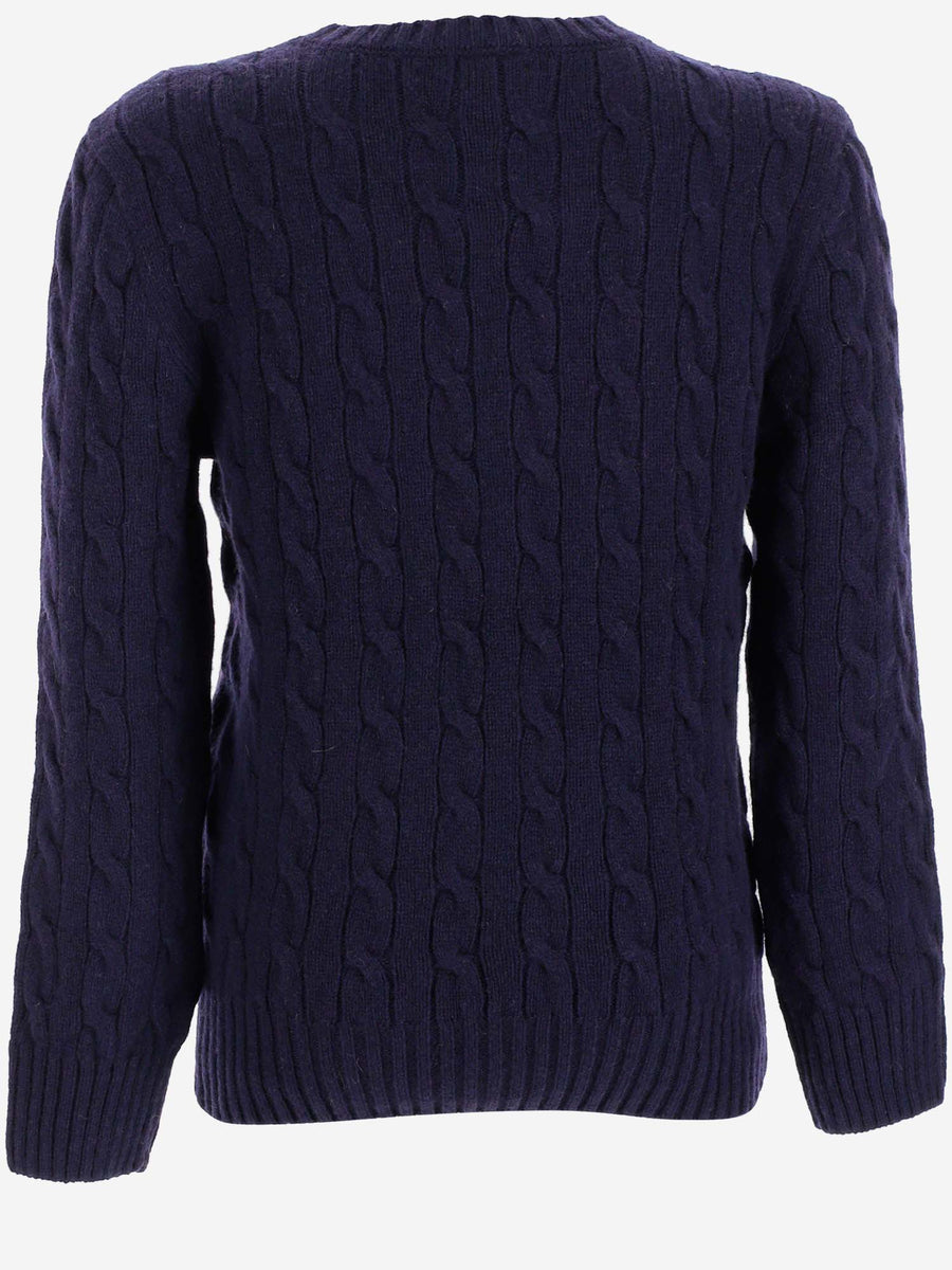 Sweater Cable-Knit Wool Navy