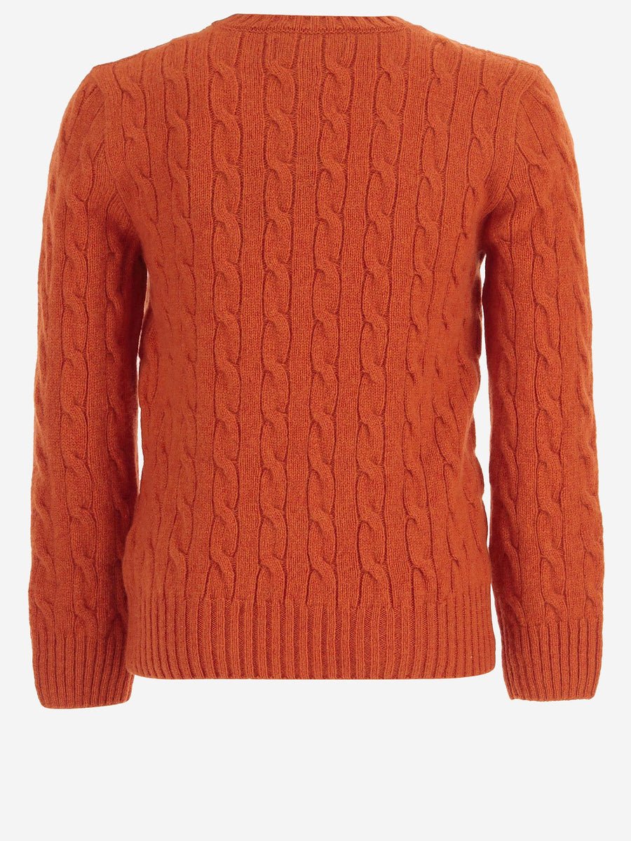 Sweater Wool And Cashmere Cable-Knit, Orange