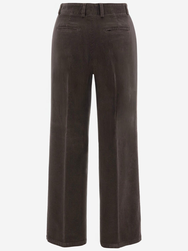 Wide-Leg Corduroy Trousers Army Green Cotton