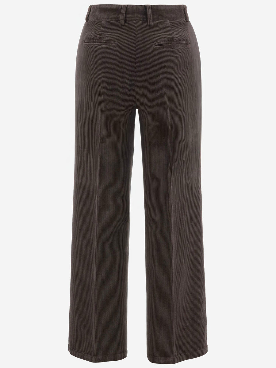 Wide-Leg Corduroy Trousers Army Green Cotton