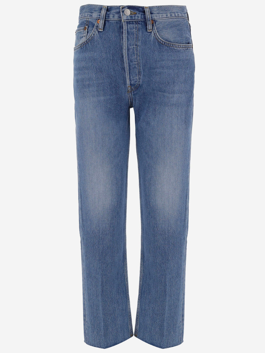Jeans Washed Cotton Denim Blue
