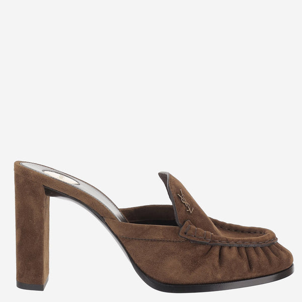 Heeled Loafers Suede Dark Havana