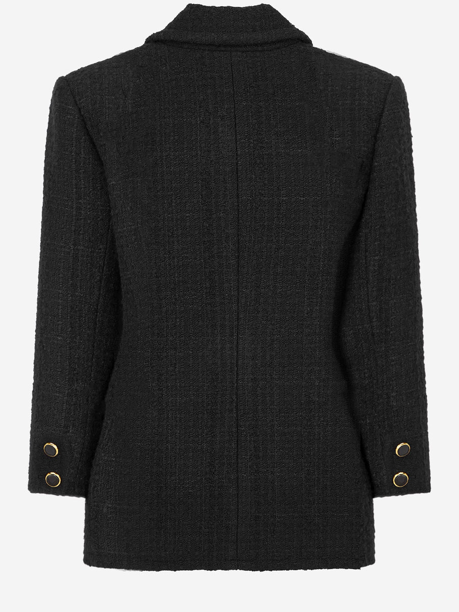 Jacket Single-Breasted Wool Tweed Black