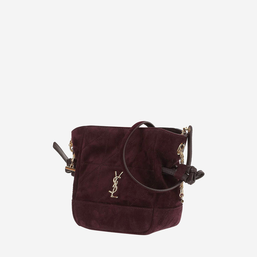 Suede Shoulder Bag Bordeaux Leather And
