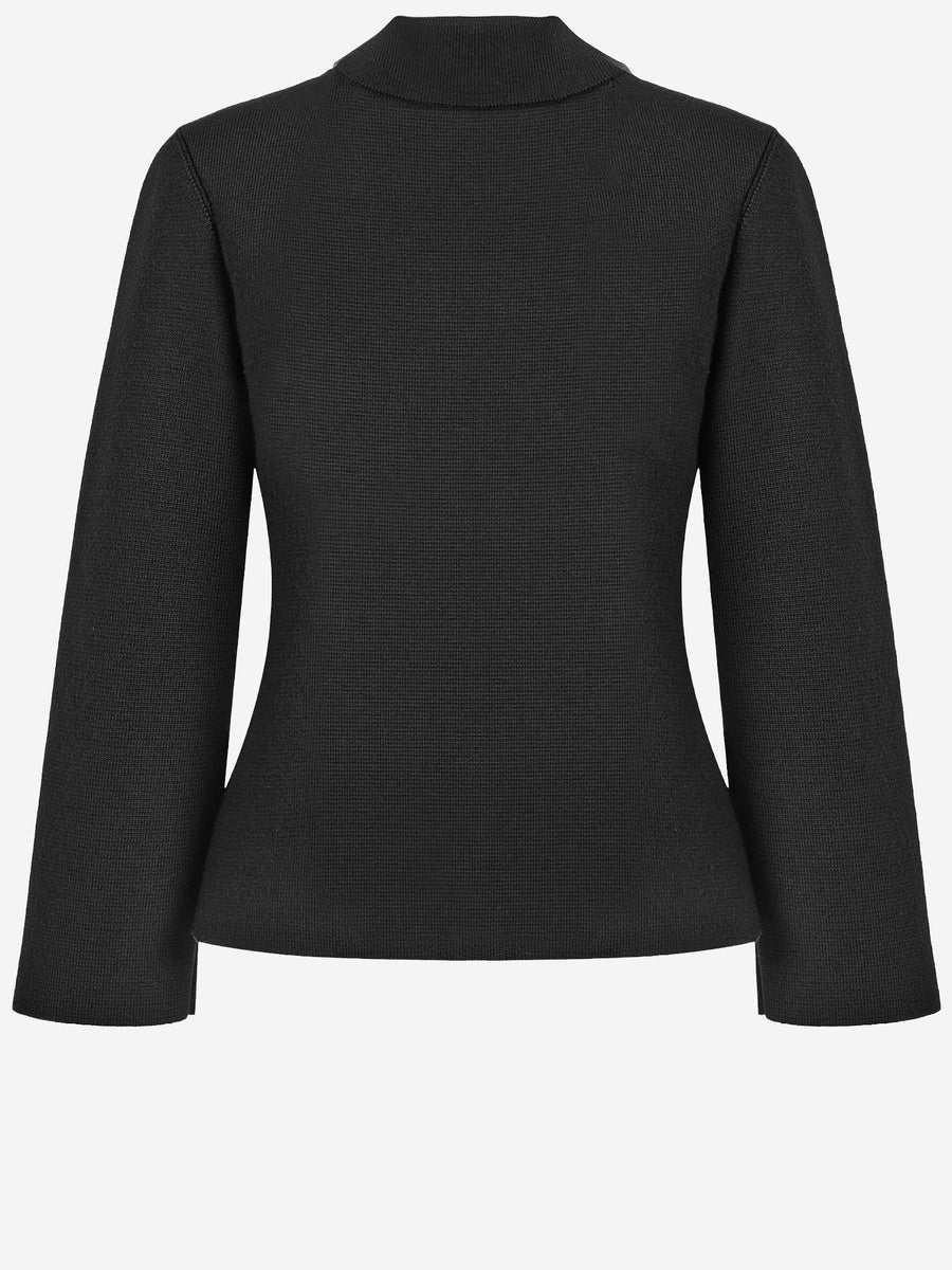 Wool Polo Cardigan Black