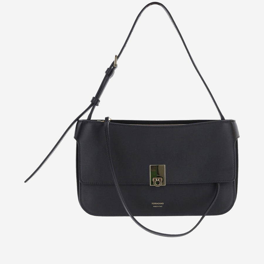 Shoulder Bag Leather Home Black Calf