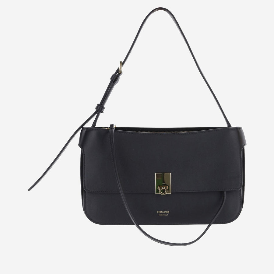 Leather Shoulder Bag Cara Black Calf