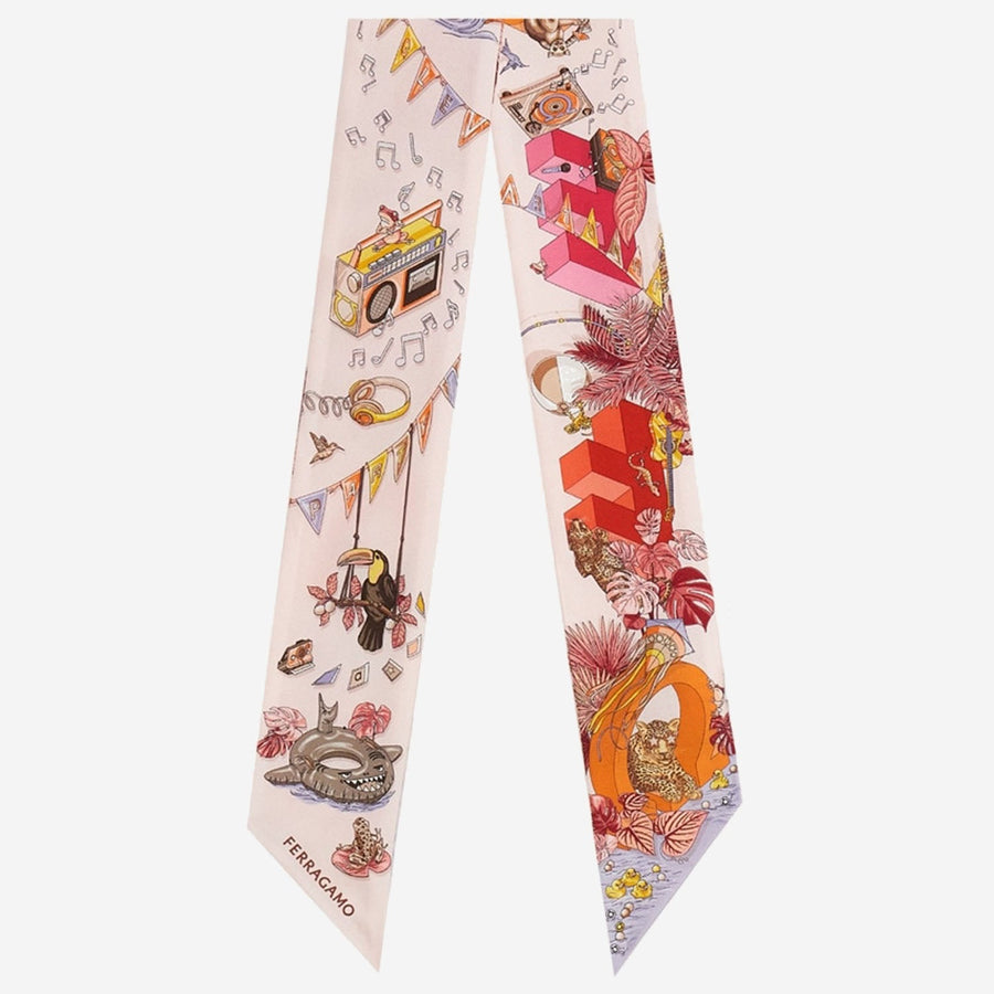 Mini Silk Bandeau Jungle Party Print Multicolour Scarf