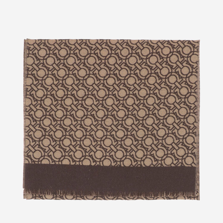 Wool Scarf Camel-Dark Brown Camel/dark