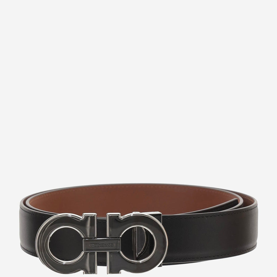 Belt Calf Leather Black-New Cognac Black/new