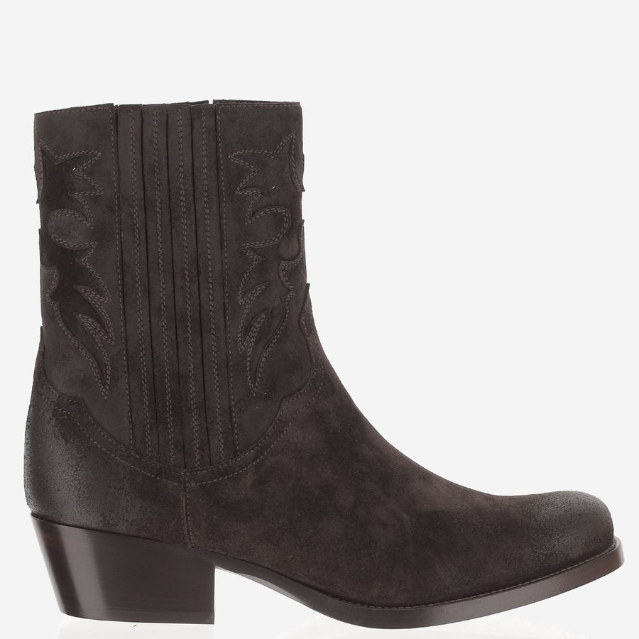 Ankle Boots Suede Dark Brown Leather