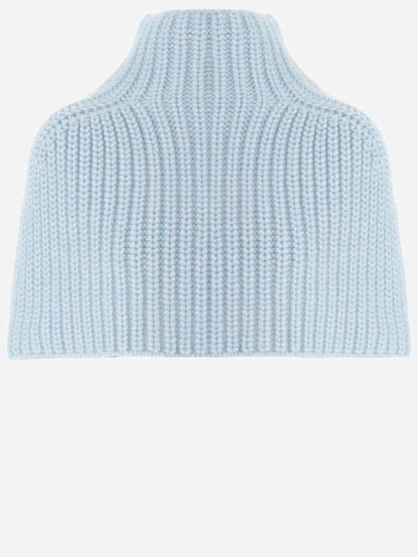 Cashmere High-Neck Shawl Light Blue Capes