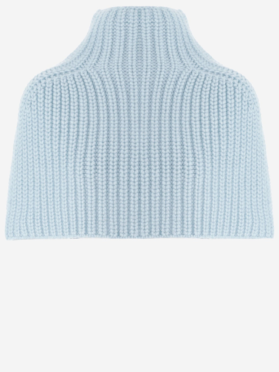 Cashmere High-Neck Shawl Light Blue Capes